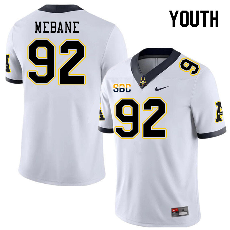 Youth #92 AJ Mebane Appalachian State Mountaineers College Football Jerseys Stitched Sale-White